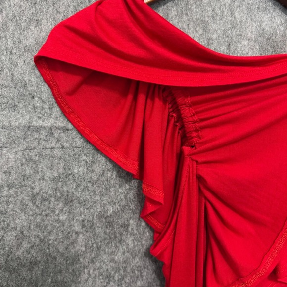 24seven Maxi Dress Women's s Plus Sz 2X Comfort‎ Apparel Red Off Shoulder Ruffle - Picture 6 of 8